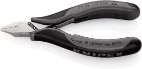 Knipex 77 52 115 ESD Elektronik-Seitenschneider mit durchgestecktem Gelenk und Mehrkomponenten-Hüllen in Schwarz, 115 mm - Bild 1