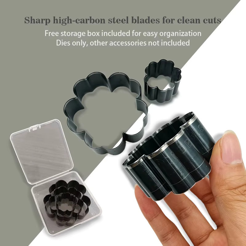 Dreiteiliges Set Metall-Stanzformen aus Kohlenstoffstahl in Silber für Wellenmuster und achtblättrige Blumen zur Gestaltung von Haaraccessoires, Ohrringen und Lederwaren - Bild 4