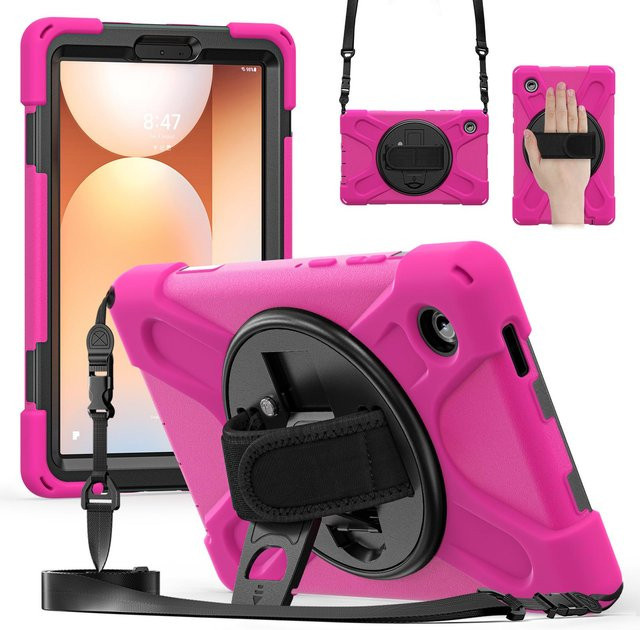 Robuste Silikon-Schutzhülle für Samsung Galaxy Tab A11 8,7 Zoll SM-X130 SM-X135 mit Tragegurt in Pink - Bild 1