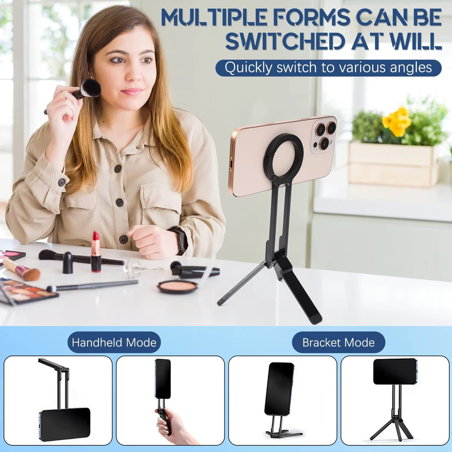 DUTRIEUX Magnetisches Handy-Stativ aus ultraleichtem ABS mit MagLock, faltbarer Taschenständer für iPhone und Smartphones, Farben: Schwarz oder Silber - Bild 3