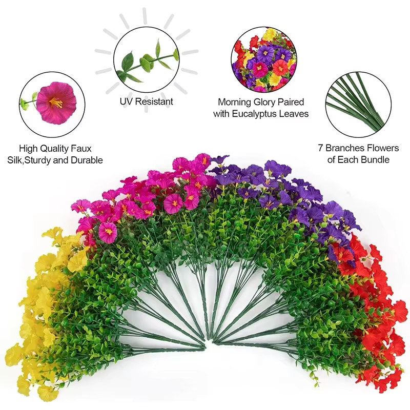 BloomEver künstliche Eukalyptus-Pflanzen aus Seide, UV-beständig, Gelb und Multicolor, für die Außendekoration im Garten oder Sommerhaus - Bild 2