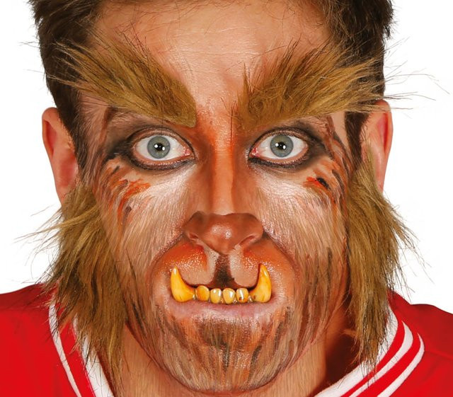 Super Merchant Wolf Werwolf Set mit Augenbrauen Backenbart Fell - Bild 1
