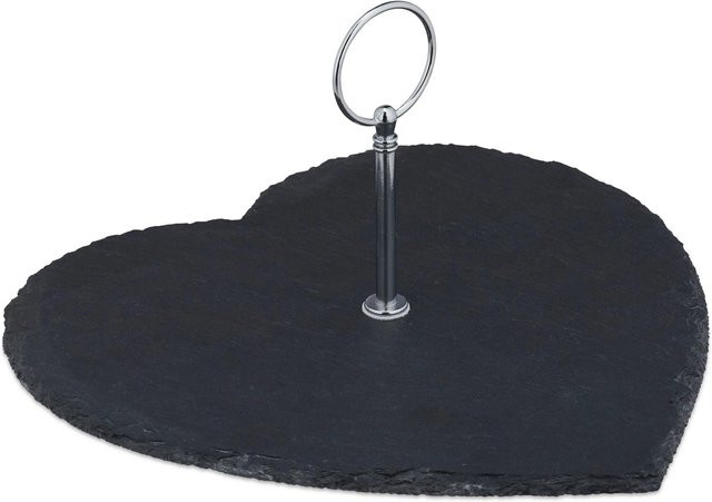 Relaxdays Schieferplatte in Herzform in Anthrazit mit Metallhenkel, B/T/H: 12,5 x 25 x 25,5 cm - Bild 1