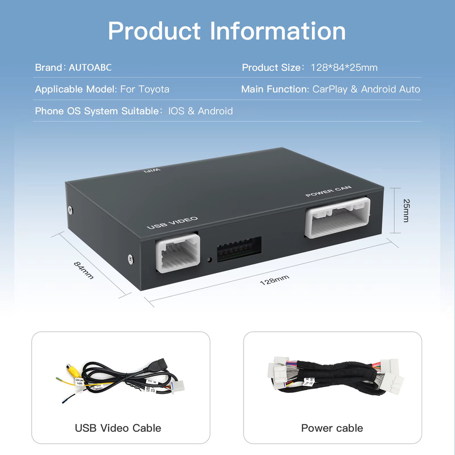 AUTOABC Drahtlose CarPlay und Android Auto Decoder Box für Toyota Touch2 Entune 2,0 in Schwarz - Bild 6