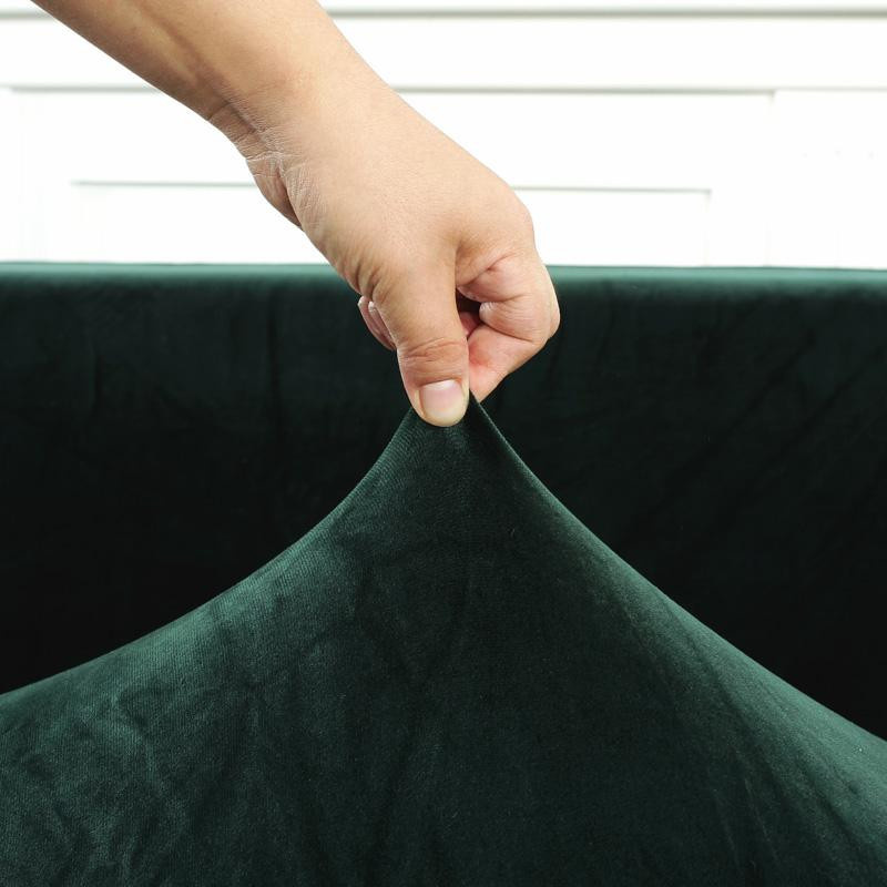 Elastischer Sofabezug für Ecksofas und Chaiselongues aus Samt, Dunkelgrün, Breite: 235-300 cm - Bild 3