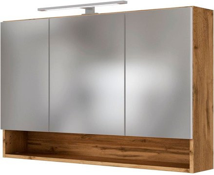 HELD MÖBEL Spiegelschrank Livorno in Eiche braun mit LED-Beleuchtung und Regalen, Höhe: 64 cm, Tiefe: 20 cm - Bild 1