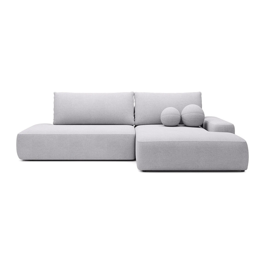 Vente-unique Schlafsofa Daviso in Lichtgrau mit L-Form und Stoffbezug, Breite: 276 cm - Bild 2