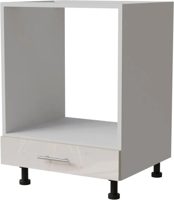Feldmann-Wohnen Herdumbauschrank Brerra D11K/60 in Weiß RAL 9001 Creme Hochglanz B: 60 cm, T: 50 cm, H: 82 cm - Bild 1