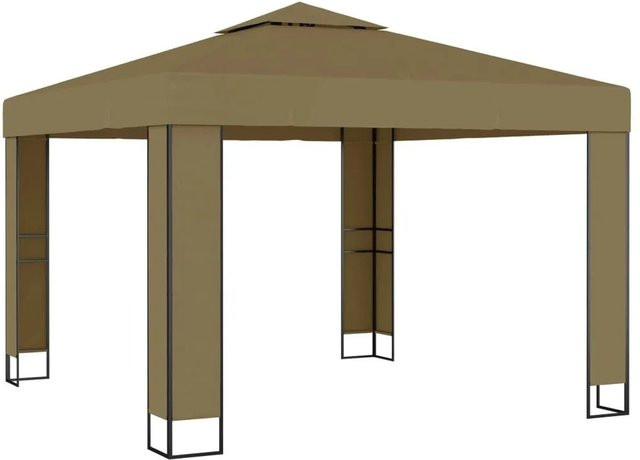 vidaXL Pavillon mit Doppeldach in Taupe, B/T/H: 3,0 x 3,0 x 2,73 m - Bild 1