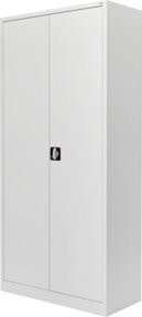 STIER Universalschrank aus Stahl mit 4 verstellbaren Fachböden und Schloss, lichtgrau, H: 180 cm, B: 80 cm, T: 38 cm - Bild 1