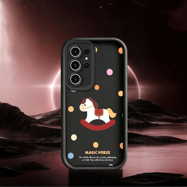 Silikon Handyhülle mit Pony-Wellenpunkt-Design für Samsung Galaxy S26 S25 S24 S23 S22 S21 S20 Ultra Plus FE Note 20 in Schwarz - Bild 1