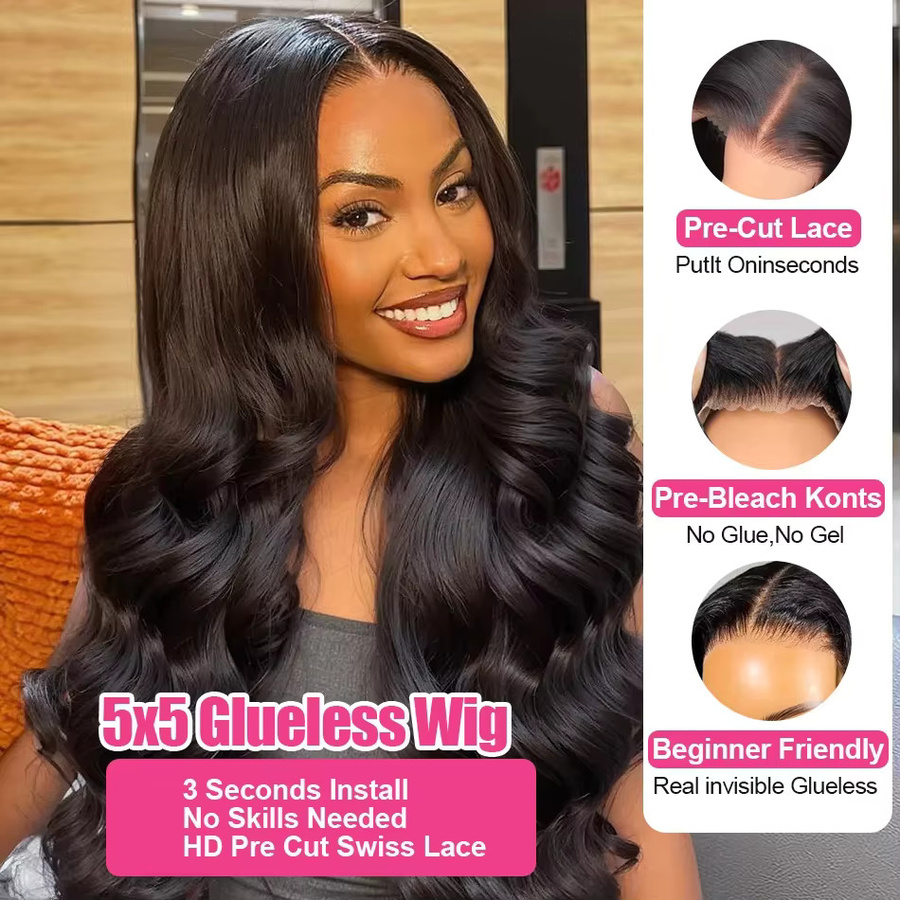 Body Wave Glueless Drawstring 360 Full Lace Wig Water Wave Echthaarperücke, Damen - Bild 3