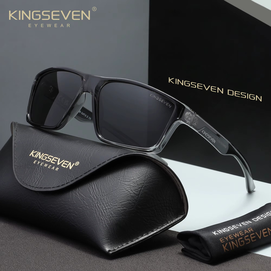 KINGSEVEN Sonnenbrille, Unisex, Vollrand, rechteckig, Kunststoff, grau - Bild 1