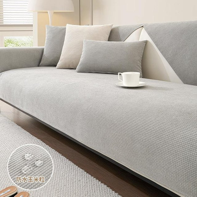 Wasserdichter Sofabezug aus Maiskorn von Super Six, modernes quadratisches Couchkissen in Grau, B/T/H: 70 x 70 x 70 cm - Bild 1