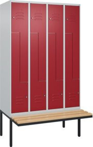 C+P Z-Spind Classic PLUS Sitzbank mit 8 Fächern und Zylinderschloss, Buche-Hartholz und Stahl, B/T/H: 212 x 120 x 81,5 cm - Bild 1
