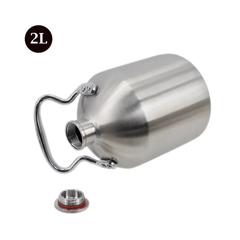 Shark Edelstahl Mini Bierfass mit Einhandgriff und Schraubverschluss, Silber, 2 l oder 5 l - Bild 2