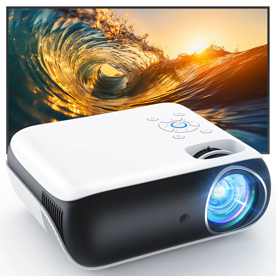 HAPPRUN Native 1080P Bluetooth-Projektor in Weiß mit Full-HD-Auflösung, integriertem Lautsprecher sowie HDMI und USB-Anschluss - Bild 6