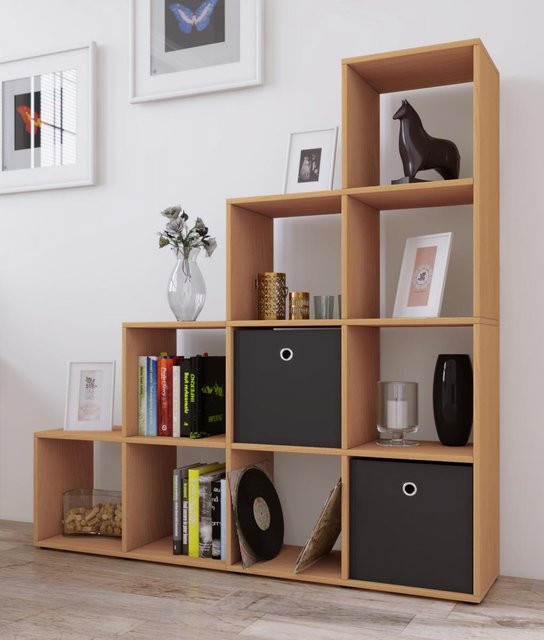 VCM Treppenregal Napoli in Buche braun, 10 Fächer, H x B x T: 139 x 143 x 29 cm - Bild 3