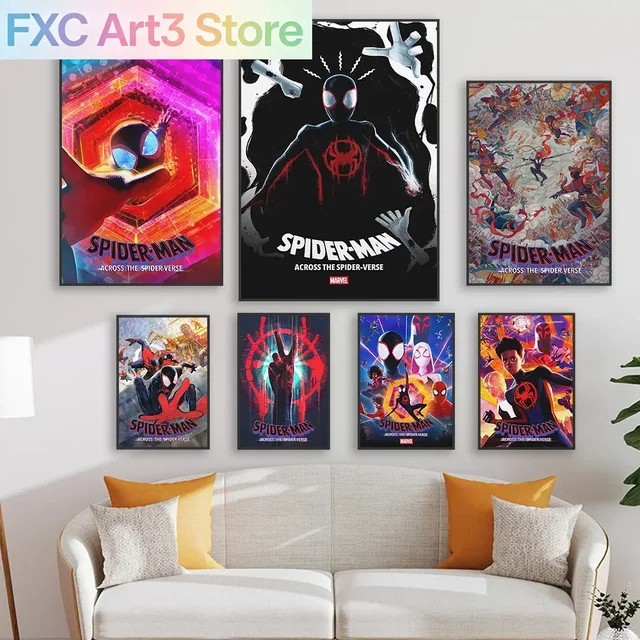 Rahmenloser Leinwanddruck Spider-Man: Across the Spider-Verse Superheld Poster von Kayou in Multicolour - Bild 1