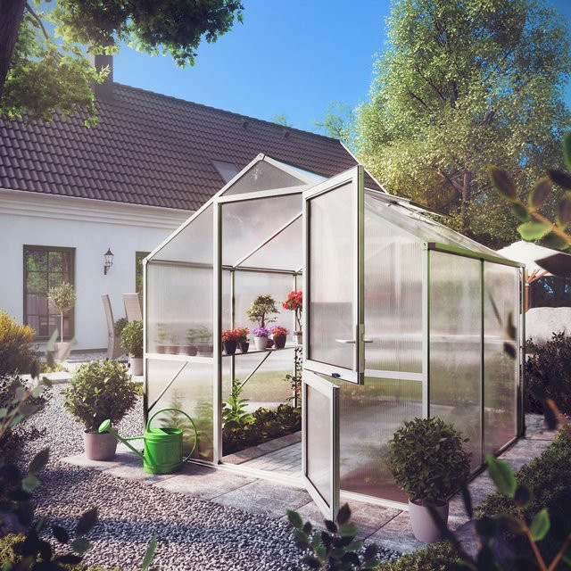 KGT Gewächshaus Rose II mit Satteldach und 10 mm Polycarbonat-Platten, 5,1 m² - Bild 1