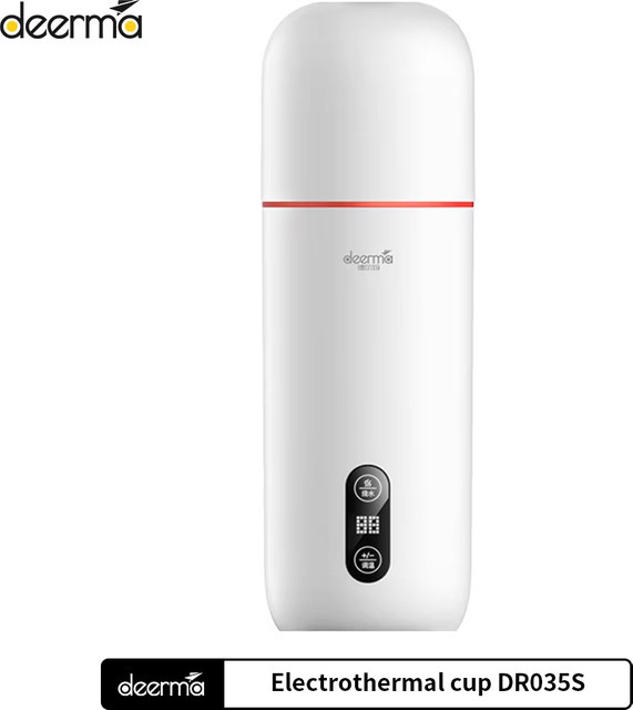 Deerma DEM-DR035 Elektrische Trinkflasche mit Touch-Steuerung, Tragbarer Smart Wasserkocher aus Edelstahl, Weiß, 350 ml - Bild 1