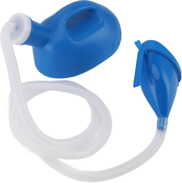 Shoemst Urinflasche für Männer und Frauen mit dichtem Deckel und langem Schlauch, Blau, 2000 ml - Bild 1