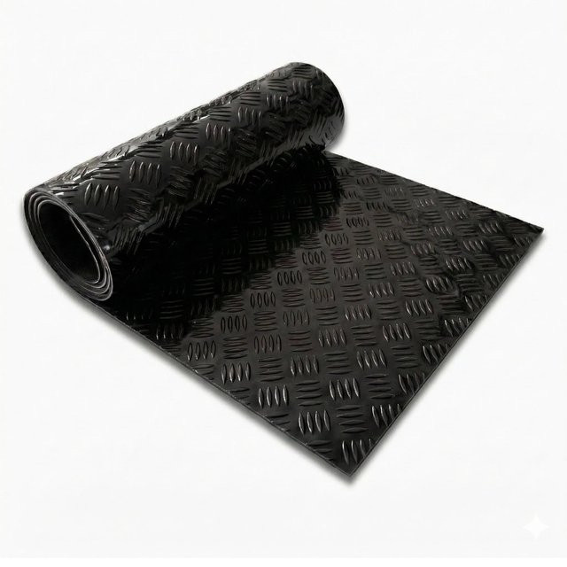 Floordirekt PVC-Bodenbelag in Riffelblech-Optik, rutschfest, Schwarz, Breite: 110 cm, Länge: 250 cm - Bild 1