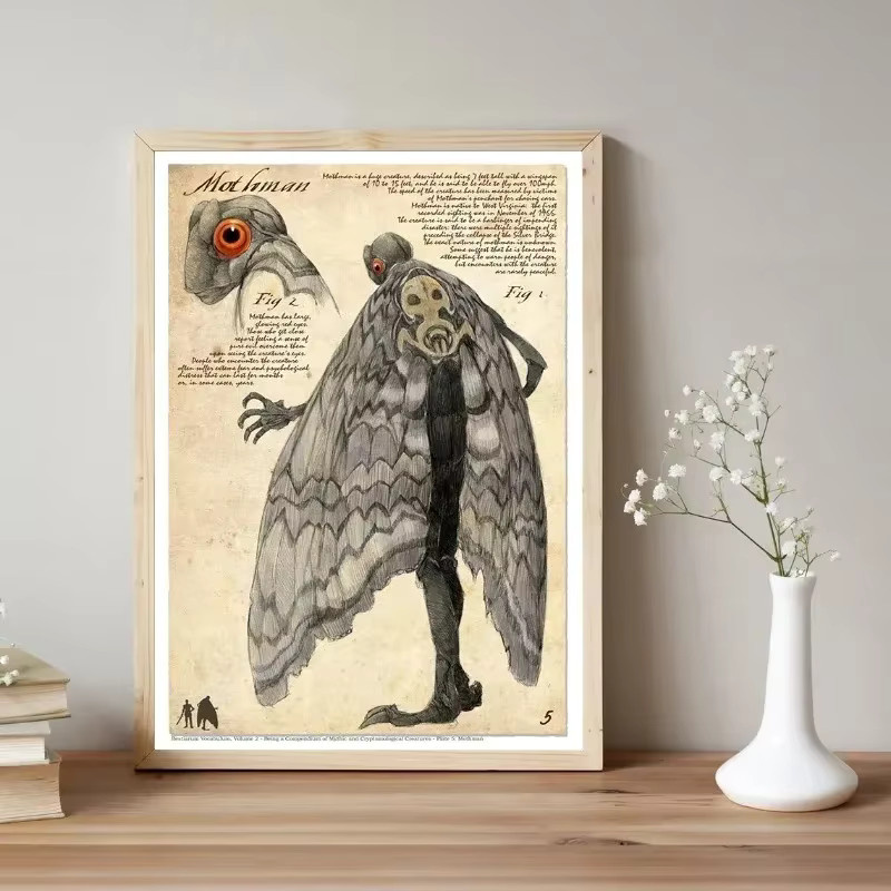 Potdemiel Leinwandgemälde Cryptods Folk Cthulhu Mothman Krampus Headless Rider Wandkunst Mehrfarbig - Bild 2