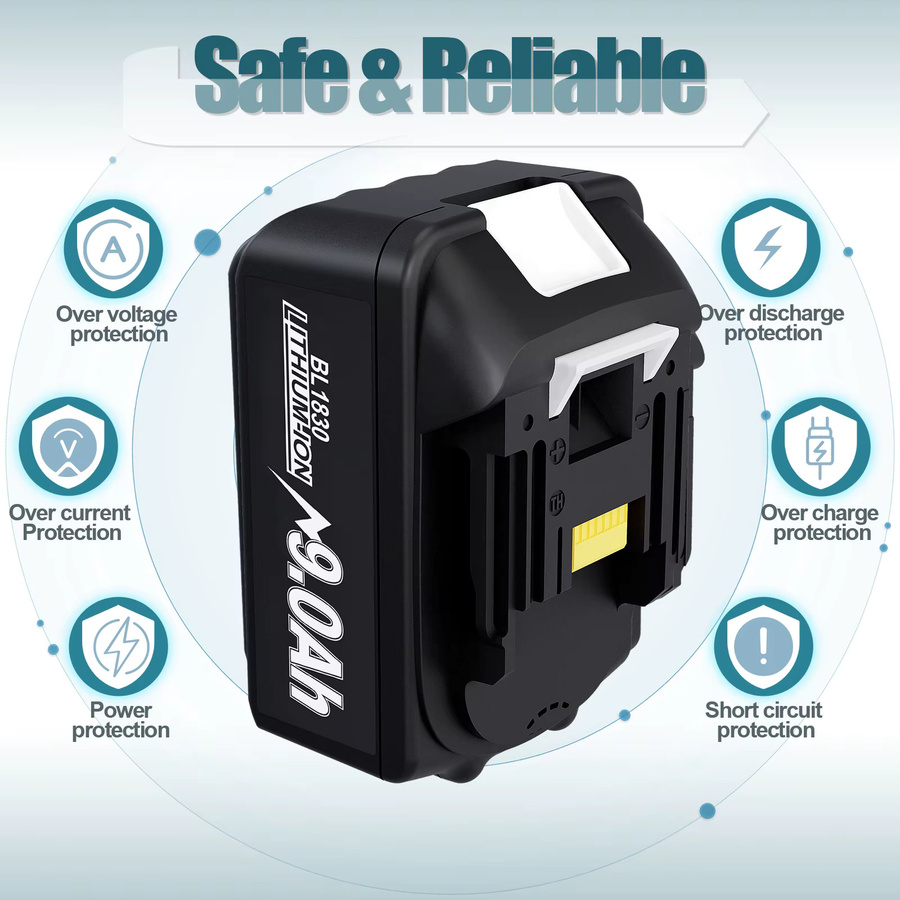 Makita 18-V-Akku Li-Ion 9000 mAh Schwarz für LXT400 Akkuschrauber und BL1830 BL1840B BL1850 BL1860 BL1890 BL1815 BL1835 Modelle - Bild 5