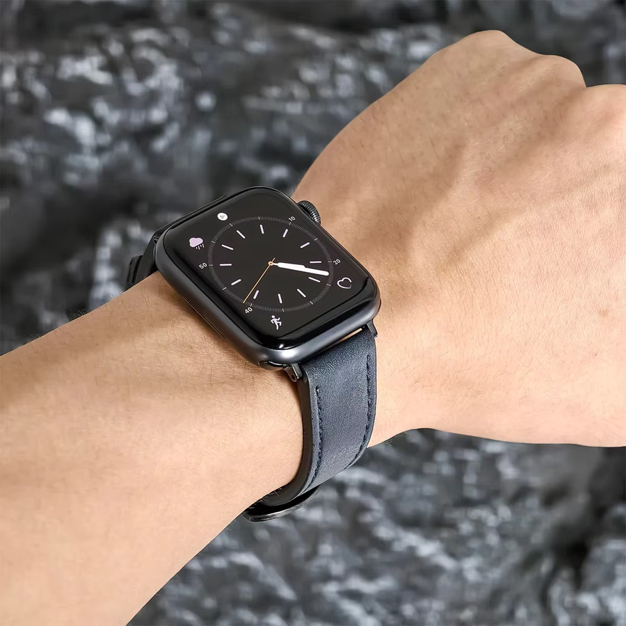 CAOWTAN Uhrenarmband Kalbsleder, Schwarz, Unisex - Bild 2