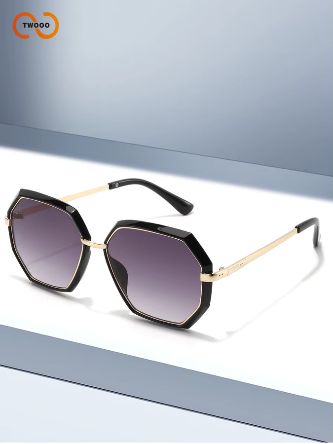 TWOOO Sonnenbrille, geometrisch, Vollrand, Metall, schwarz, Damen - Bild 2