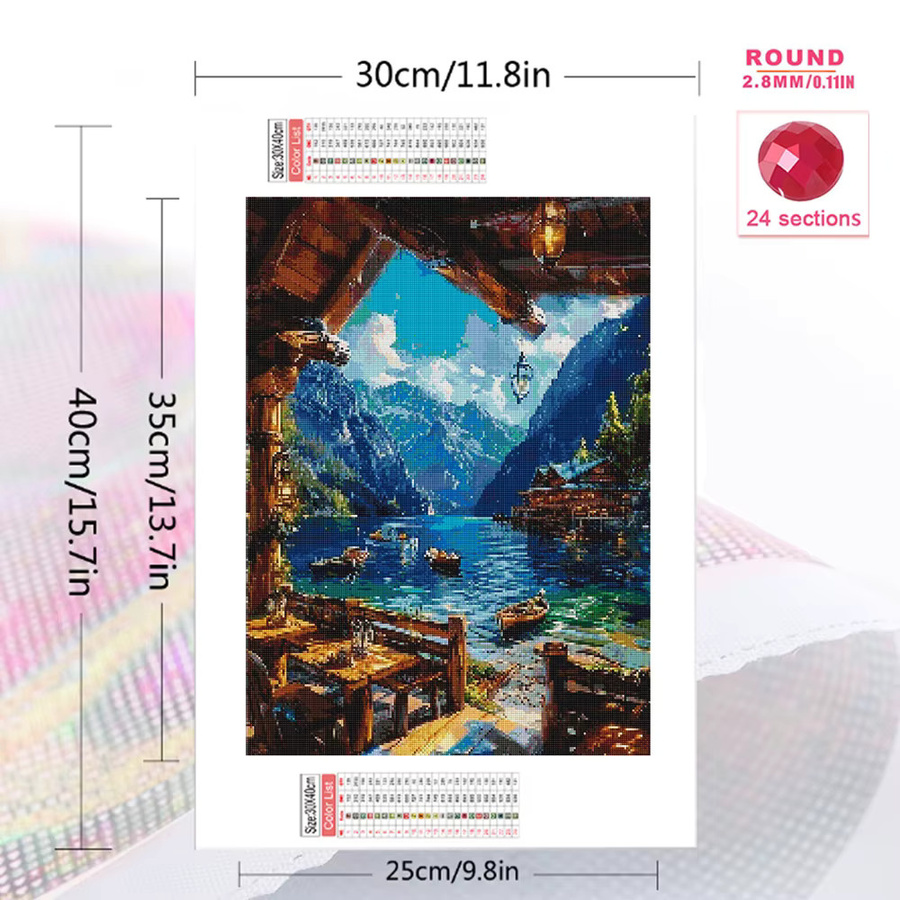 Evershine Berg Landschaft Schiff Mosaik, Diamant Stickerei, DIY Voll Platz Runde Diamant Malerei - Bild 2
