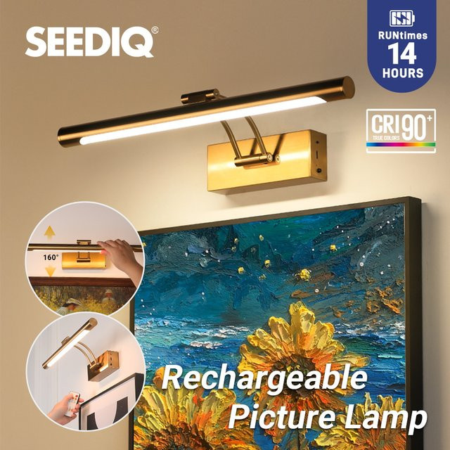 Seediq Wiederaufladbare LED-Wandleuchte in Gold/Messing mit Fernbedienung, Breite: 40 cm - Bild 1