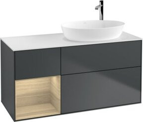 V&B Waschtischunterschrank Finion mit Wandbeleuchtung und offenen Regalfächern, lackiert, Breite: 120 cm, Tiefe: 50,1 cm, Höhe: 50,1 cm - Bild 1