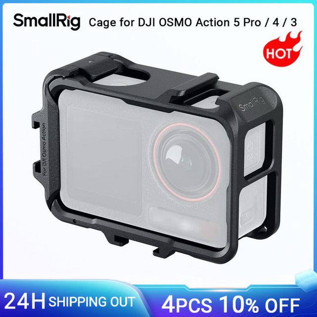 SmallRig Kameragehäuse mit Zubehör für DJI OSMO Action 5 Pro, 4 und 3 in Schwarz mit Zubehöraufnahme und Quick Release-Montage - Bild 1