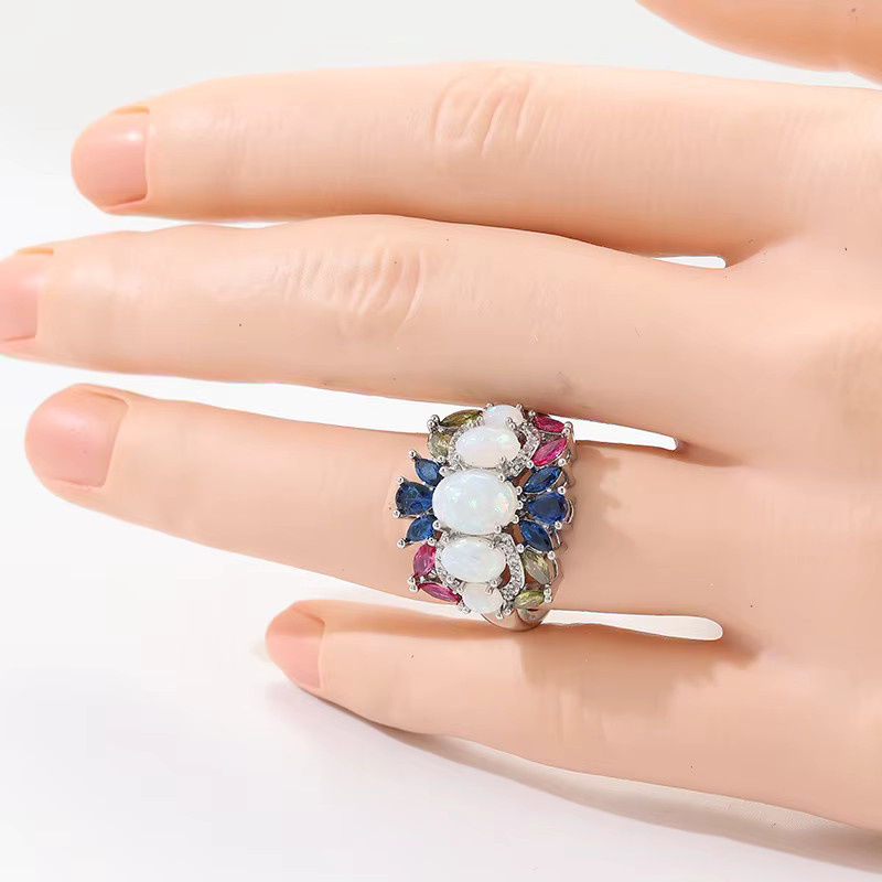 YoYo Ring, Imitations-Opal, Zirkonia, Bunt, Damen - Bild 3