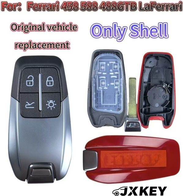 JXKEYS Ersatzgehäuse für Ferrari 458 588 488GTB und LaFerrari mit Schlüsselklinge, 4-Tasten Fernbedienung Shell Case CS094004 - Bild 1