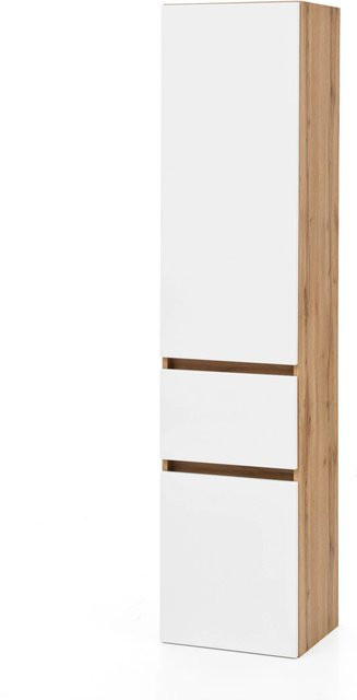Held Möbel Hochschrank Salerno matt Weiß-Wotaneiche B/T/H: 40 x 35 x 180 cm - Bild 1
