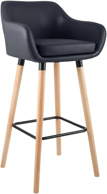 DELUKE Barhocker MIRID Barstuhl aus Kunstleder in Schwarz mit Lehne, B/T/H: 55 x 46 x 99 cm - Bild 1