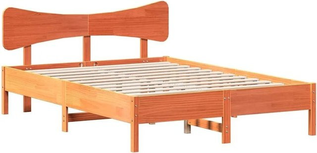 vidaXL Massivholzbett aus Kiefernholz in Braun, rustikales Bett ohne Matratze, B/T/H: 140 x 190 x 81 cm - Bild 1