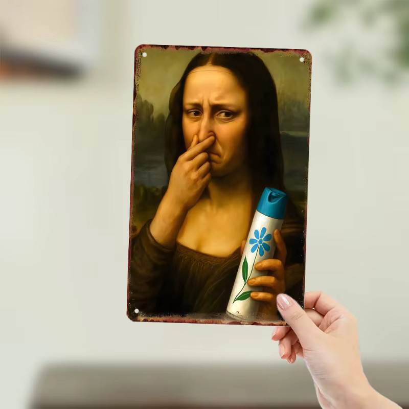 CIFbuy Vintage Mona Lisa Wandkunst aus Aluminium, Metallschild Portrait in Multicolour, Rechteckig - Bild 3