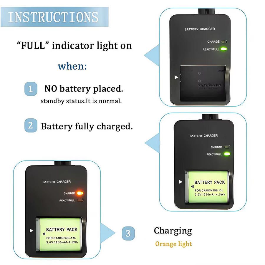 Canon NB-13L Batterie Ladegerät CB-2LH CB-2LHT CB-2LHE in Schwarz für G1 G5x G7x G9X Sx620 Sx720 Sx730 Sx740 HS Kameras - Bild 4