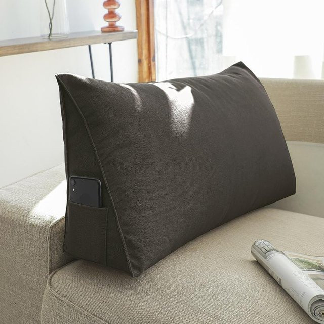 AprSi Rückenlehnenkissen rechteckig, Lendenkissen für Wohnzimmer und Bett, dunkelgrau, B/H/T: 70 x 35 x 20 cm - Bild 1