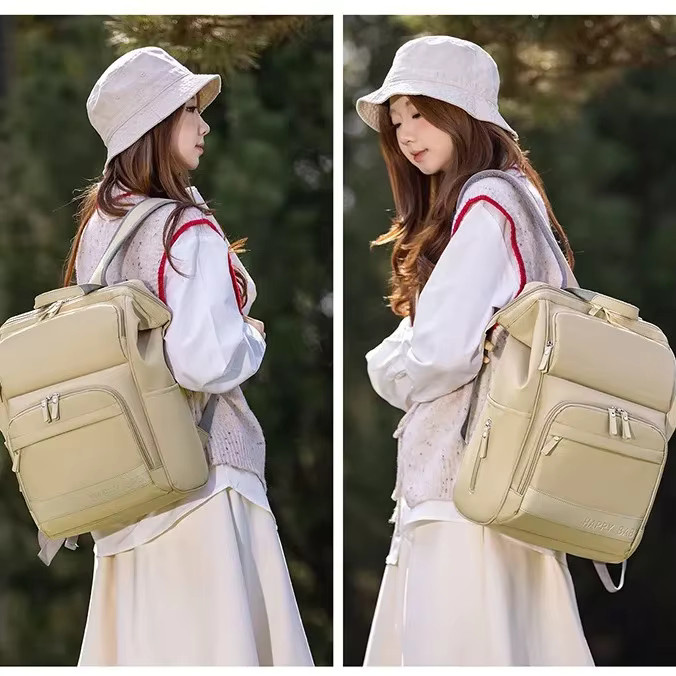Windel Mummy Wickeltasche als Rucksack in Beige mit großer Kapazität für Baby-Reisen und Outdoor-Aktivitäten - Bild 4