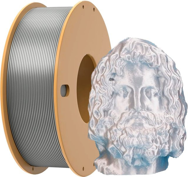BING3D PLA-3D-Filament Silk Silber, Durchmesser: 1,75 mm, 0,25 kg - Bild 1