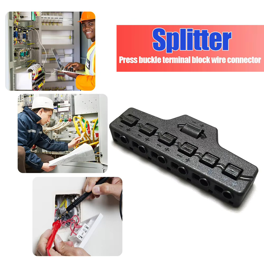 Schnellanschluss Kabel-Splitter Verteilerblock für LED-Streifen und Beleuchtung, 6/3 Ports, Schwarz - Bild 2