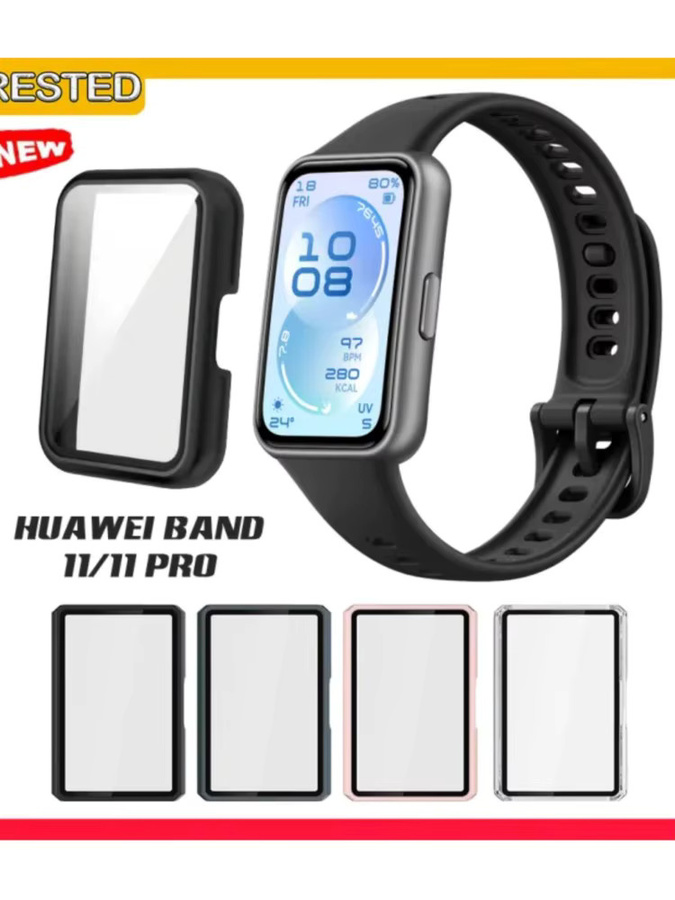 LCAPLE Uhrenzubehör Displayschutzfolie und PC-Stoßfängerschale, Huawei Band 11, Schwarz - Bild 5