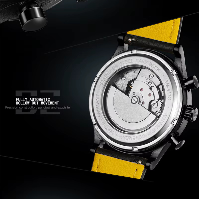 FORSINING Armbanduhr Automatik, Edelstahl, Leder, Schwarz, Herren - Bild 4