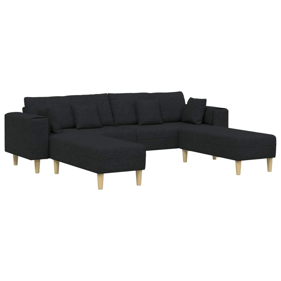 vidaXL Ecksofa in L-Form mit Kissen, 3-teiliges Polstersofa aus Stoff in Schwarz, Modernes Design für das Wohnzimmer - Bild 2