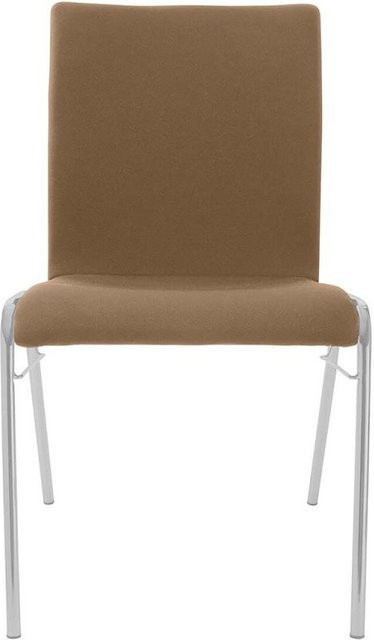 BMV Besucherstuhl A45 aus Buche mit braunem Vollpolster und silbernem Gestell, B/T/H: 50 x 54 x 86 cm - Bild 1